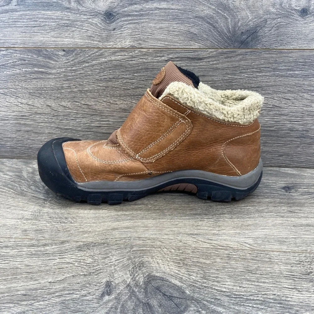 Keen Presidio Ankle Boots Youth 6Y Brown Leather Faux Shearling Hook Loop